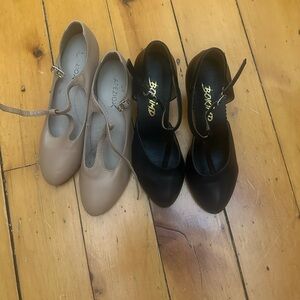 Black and Tan t strap Mary Jane salsa dance shoe 6.5 black 7 nude. Nude capezio